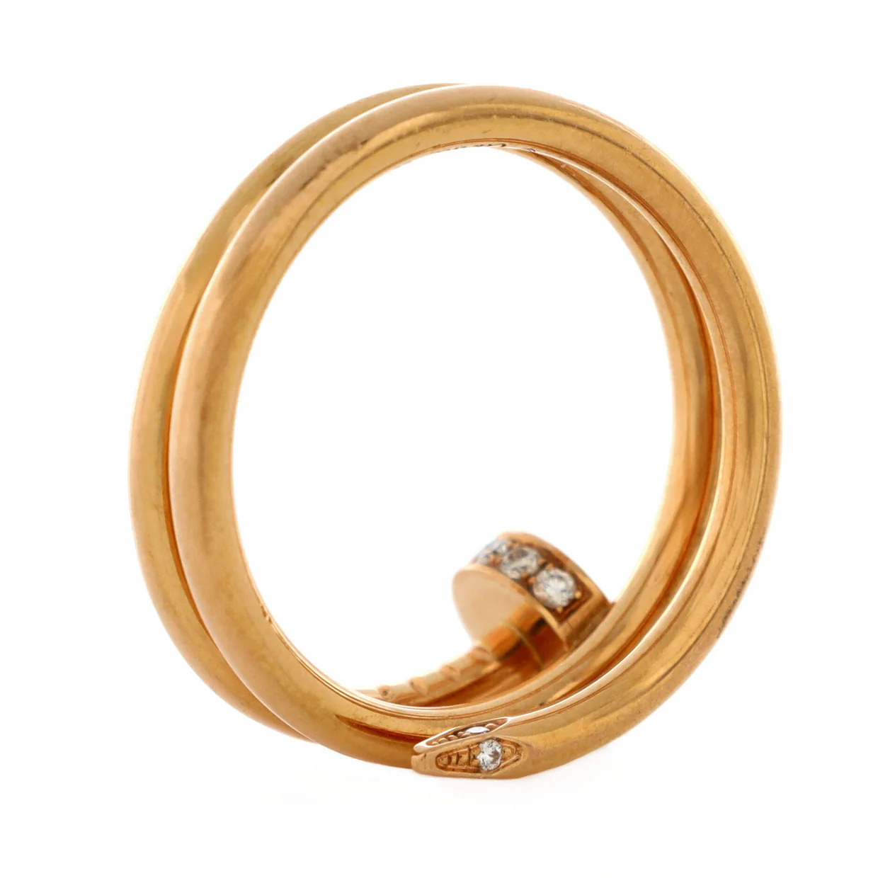 Juste un Clou Double Ring 18K Rose Gold and Diamonds Small - Deep Luxury