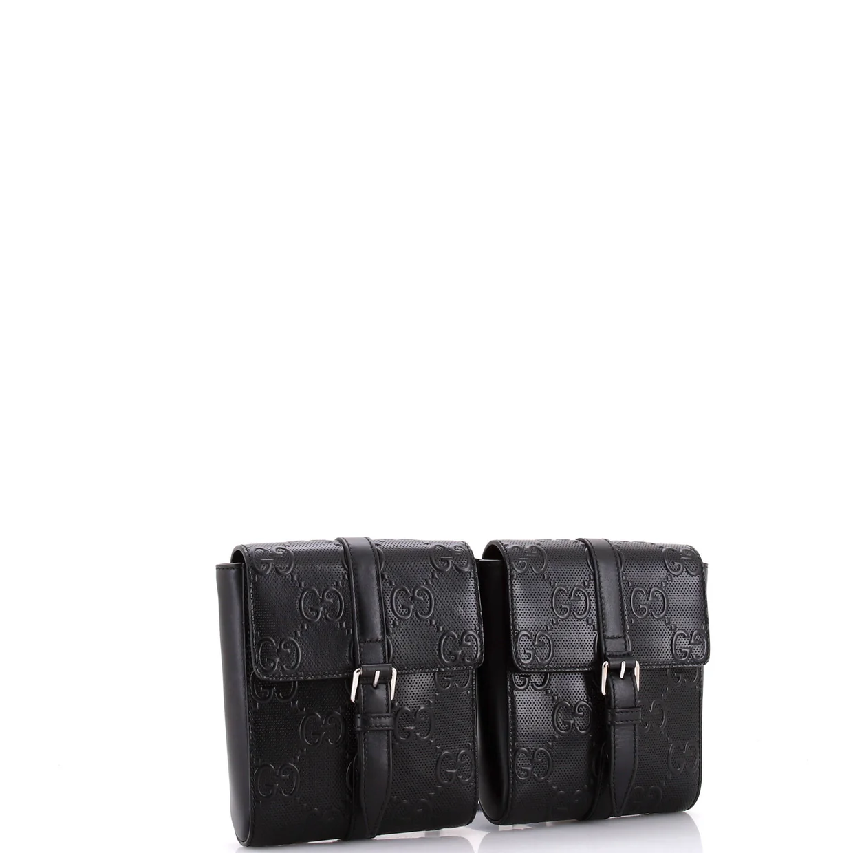Double Belt Bag GG Embossed Perforated Leather - Deep Luxury
