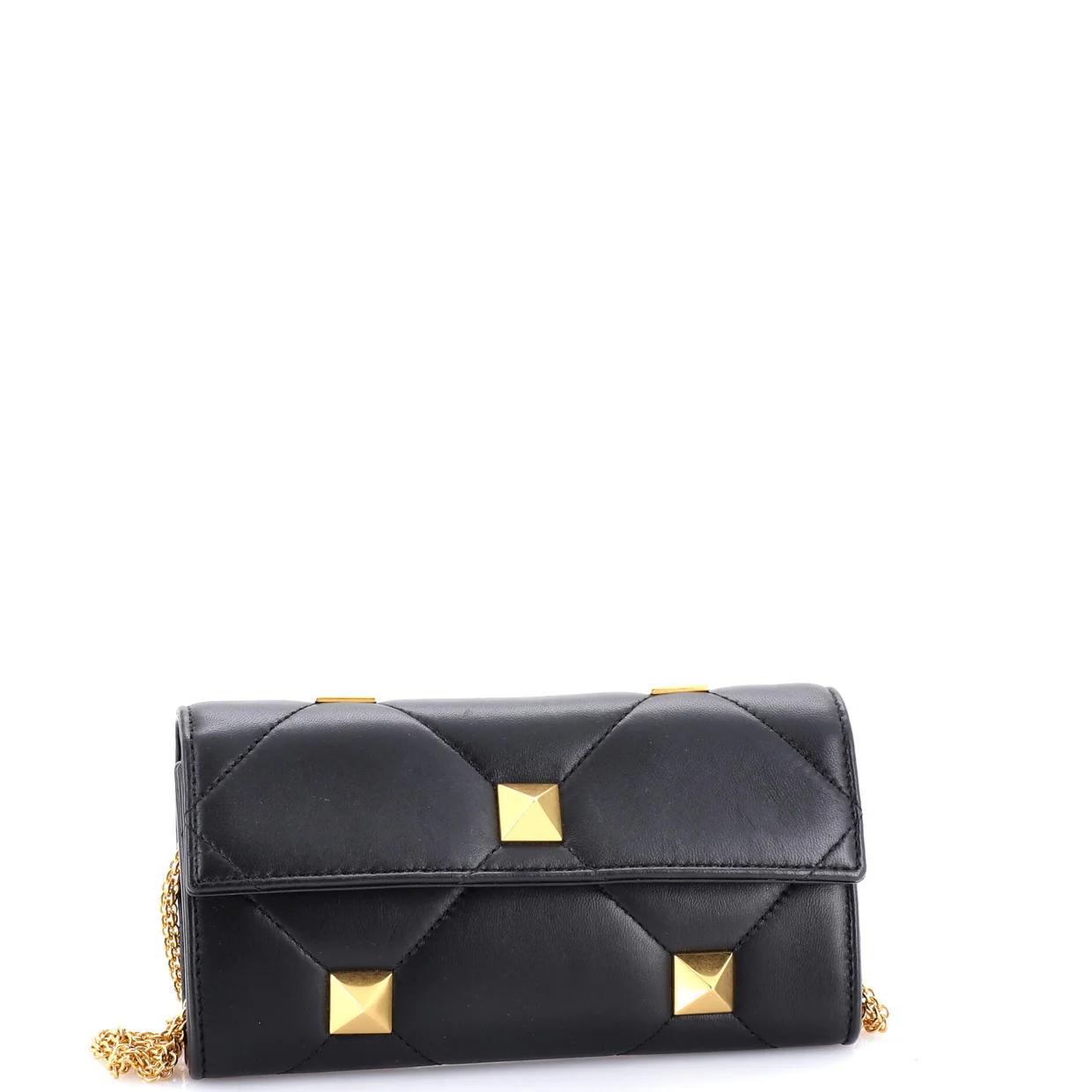 Roman Stud Wallet on Chain Quilted Leather - Deep Luxury