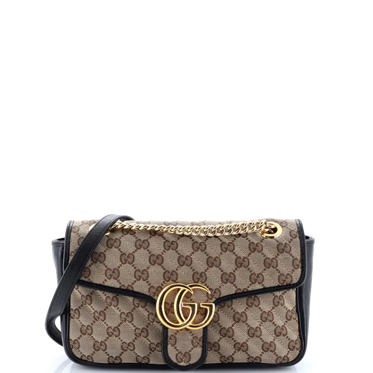 GG Marmont Flap Bag Diagonal Quilted GG Canvas with Leather Small - Deep Luxury