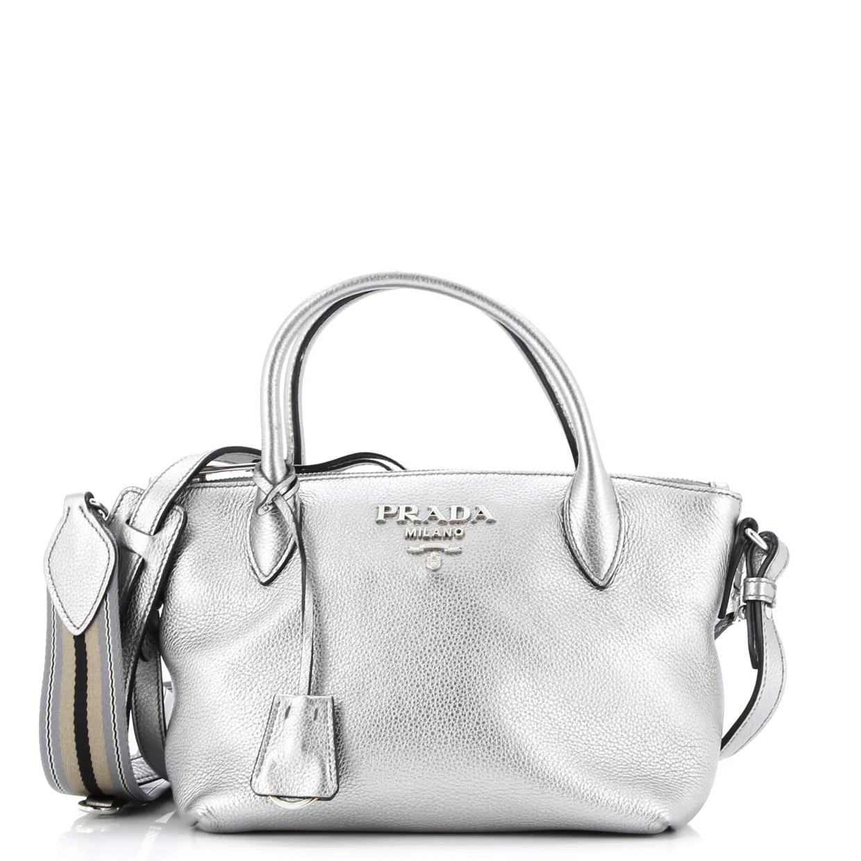 Dual Strap Zip Tote Vitello Daino Small - Deep Luxury