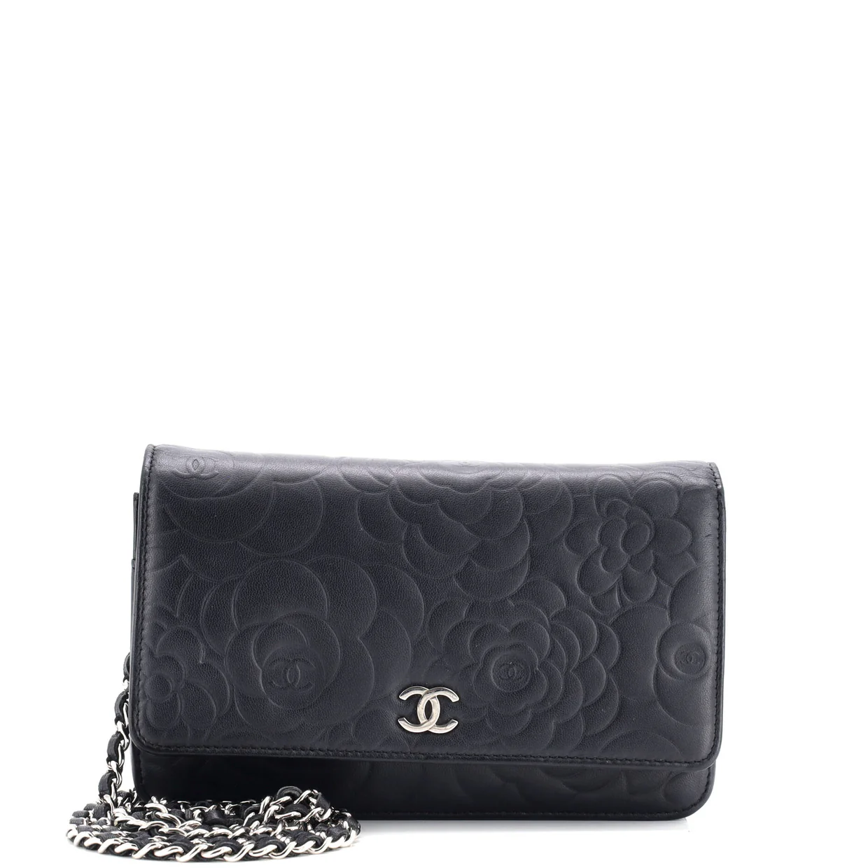 Wallet on Chain Camellia Lambskin - Deep Luxury