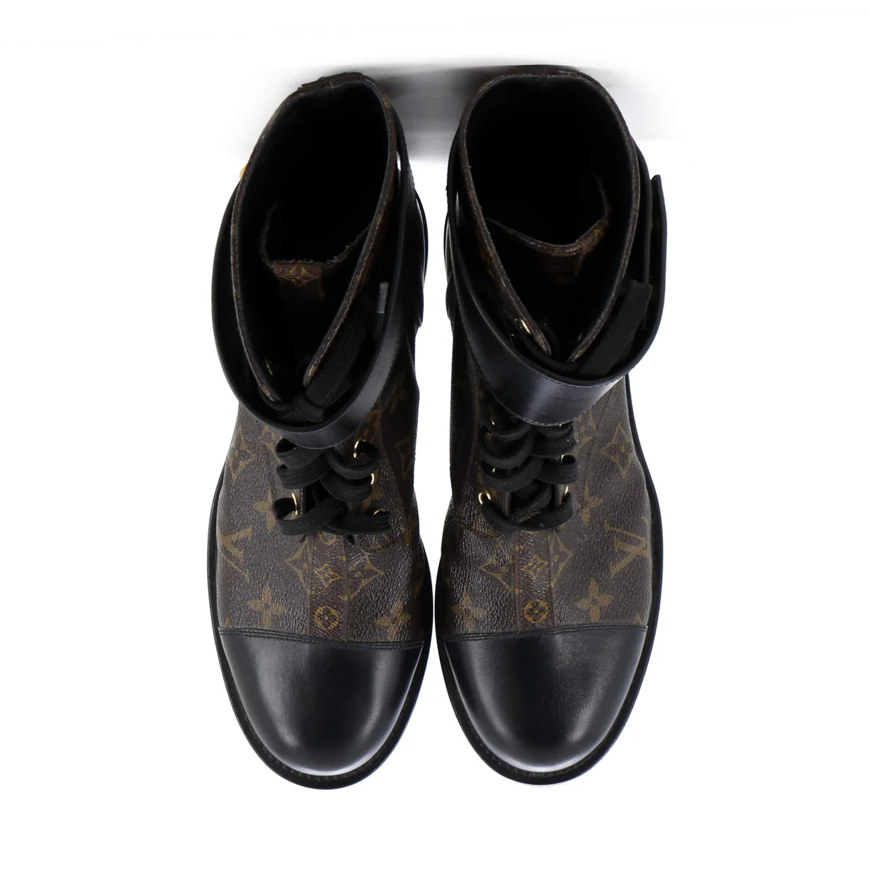 Women's Wonderland Flat Ranger Boots Monogram Canvas and Leather - Deep Luxury