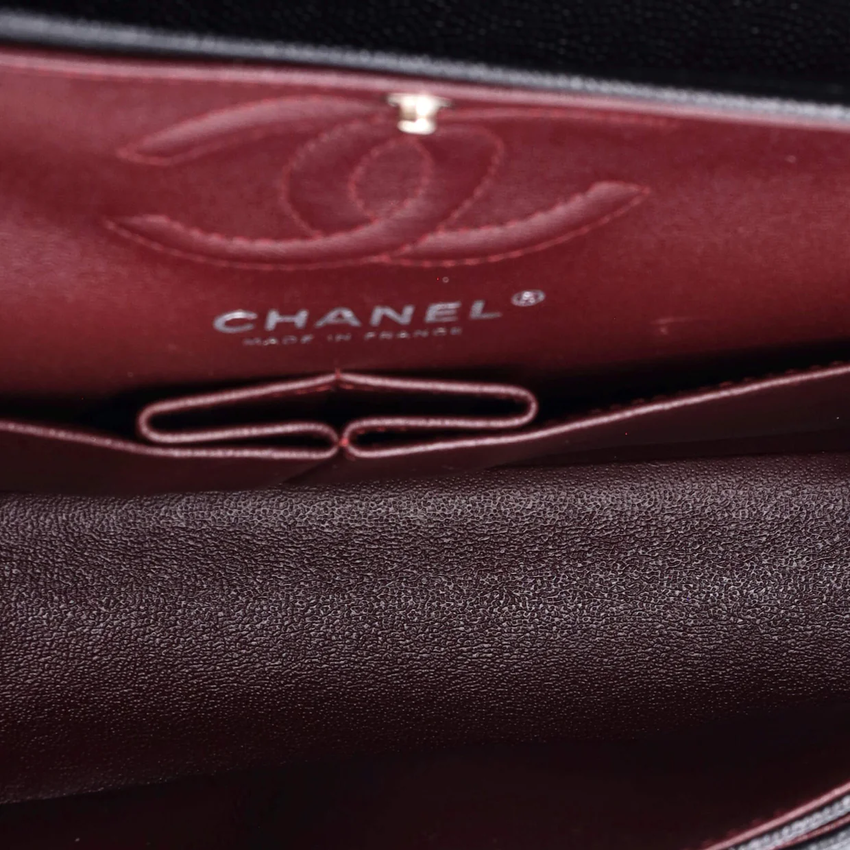 Classic Double Flap Bag Chevron Caviar Small - Deep Luxury