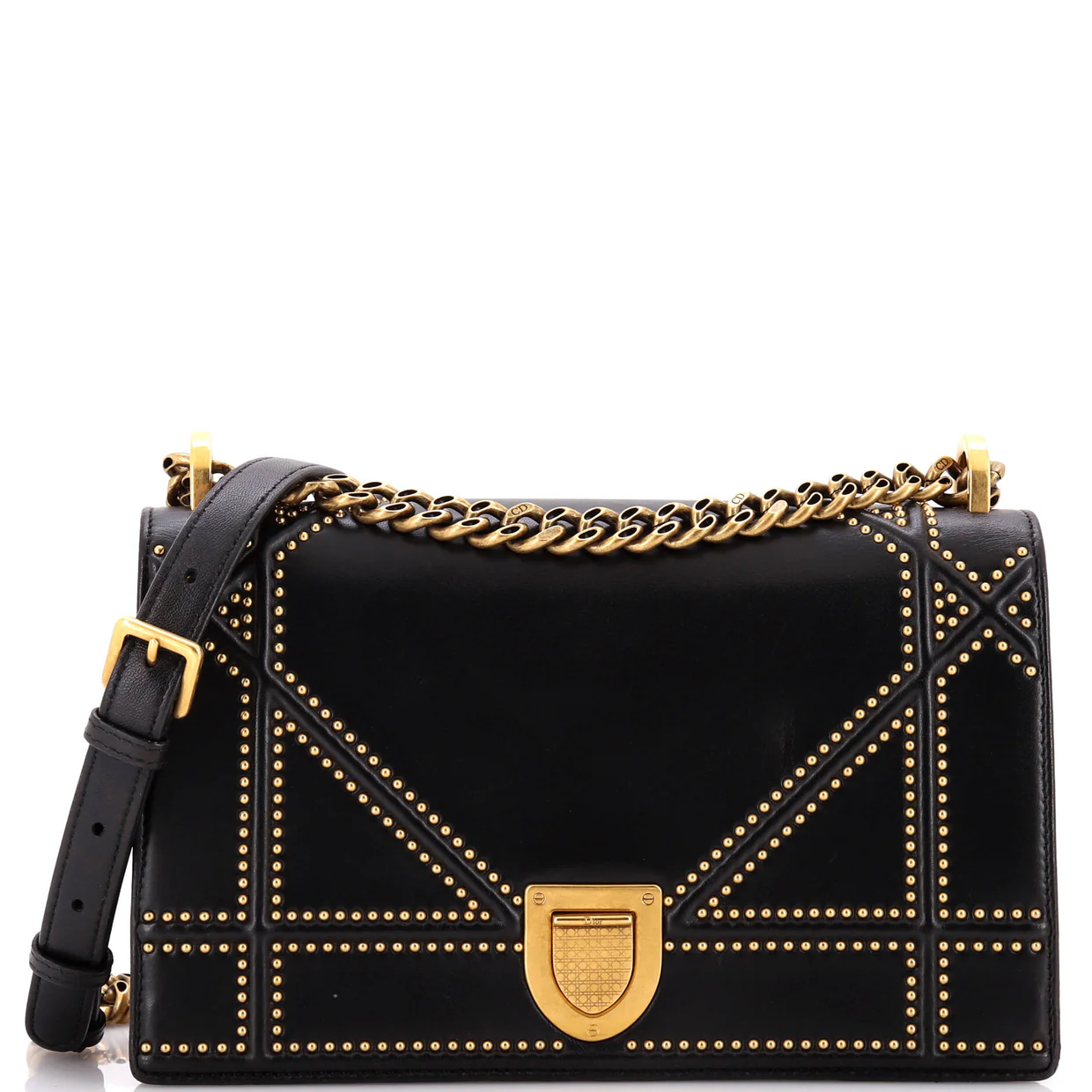 Diorama Flap Bag Studded Leather Medium - Deep Luxury