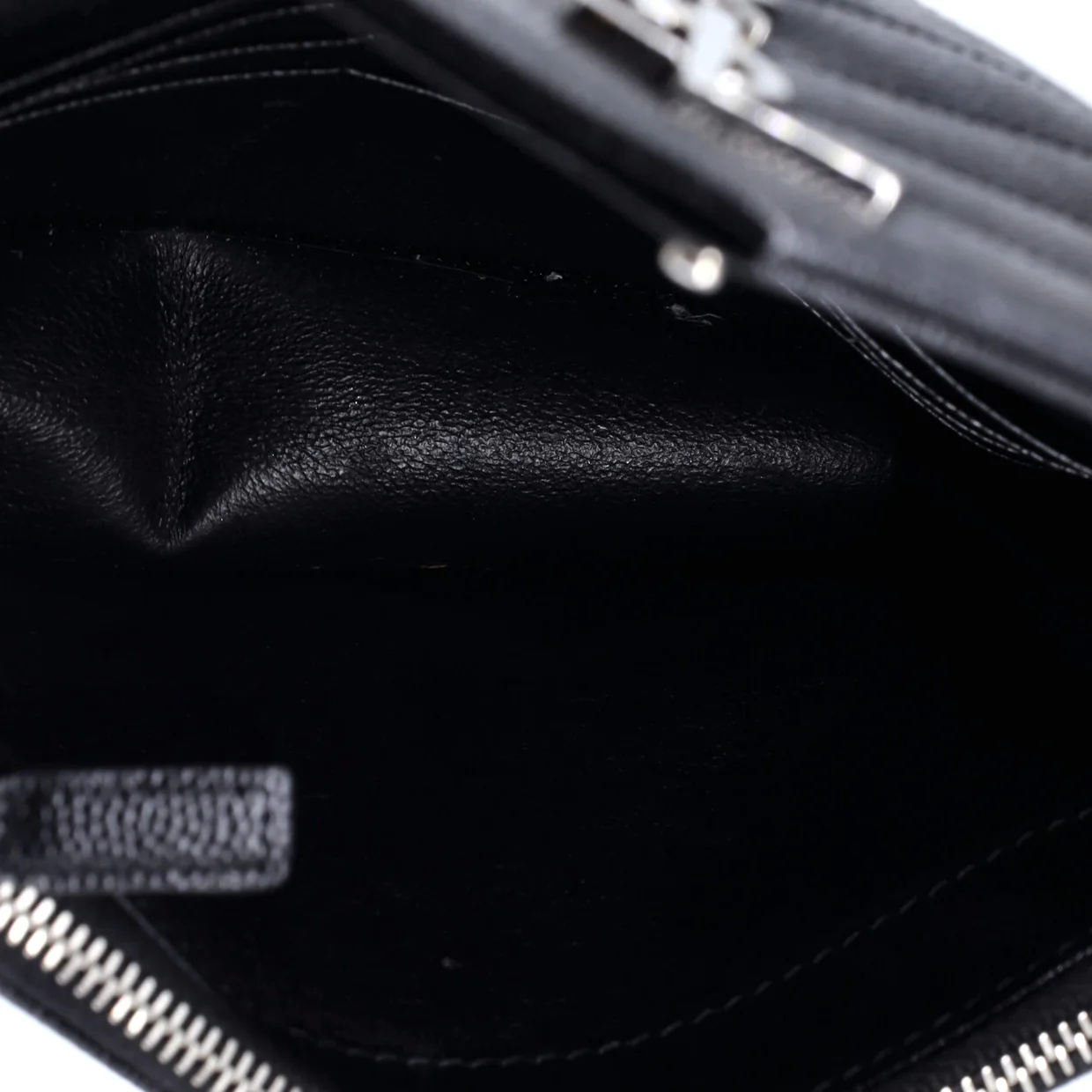 Classic Monogram Wallet on Chain Matelasse Chevron Metallic Leather Small - Deep Luxury