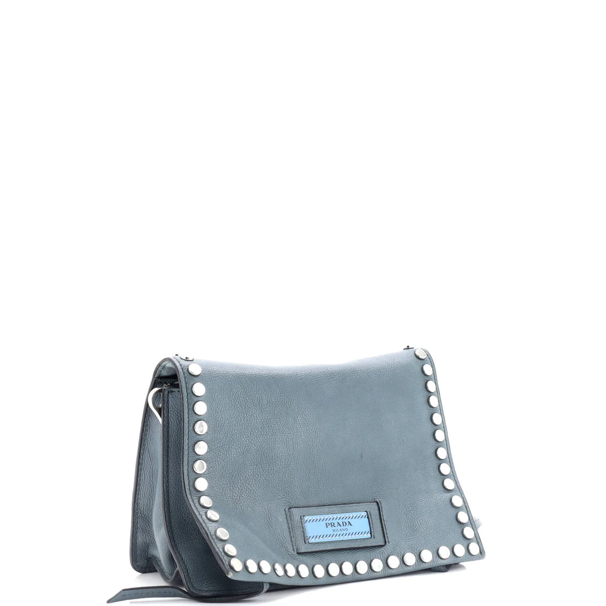 Etiquette Flap Bag Studded Glace Calfskin Small - Deep Luxury