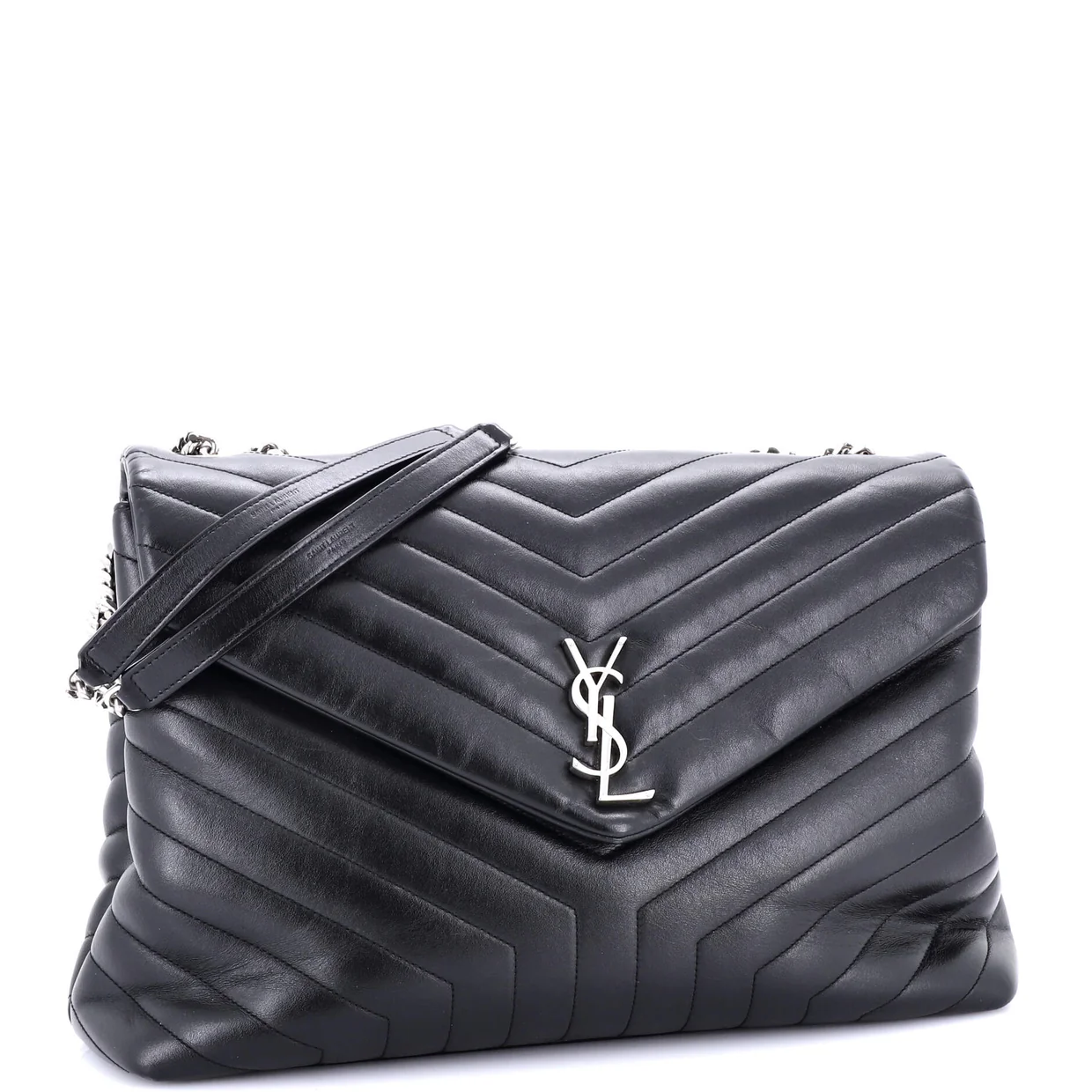Loulou Shoulder Bag Matelasse Chevron Leather Large - Deep Luxury