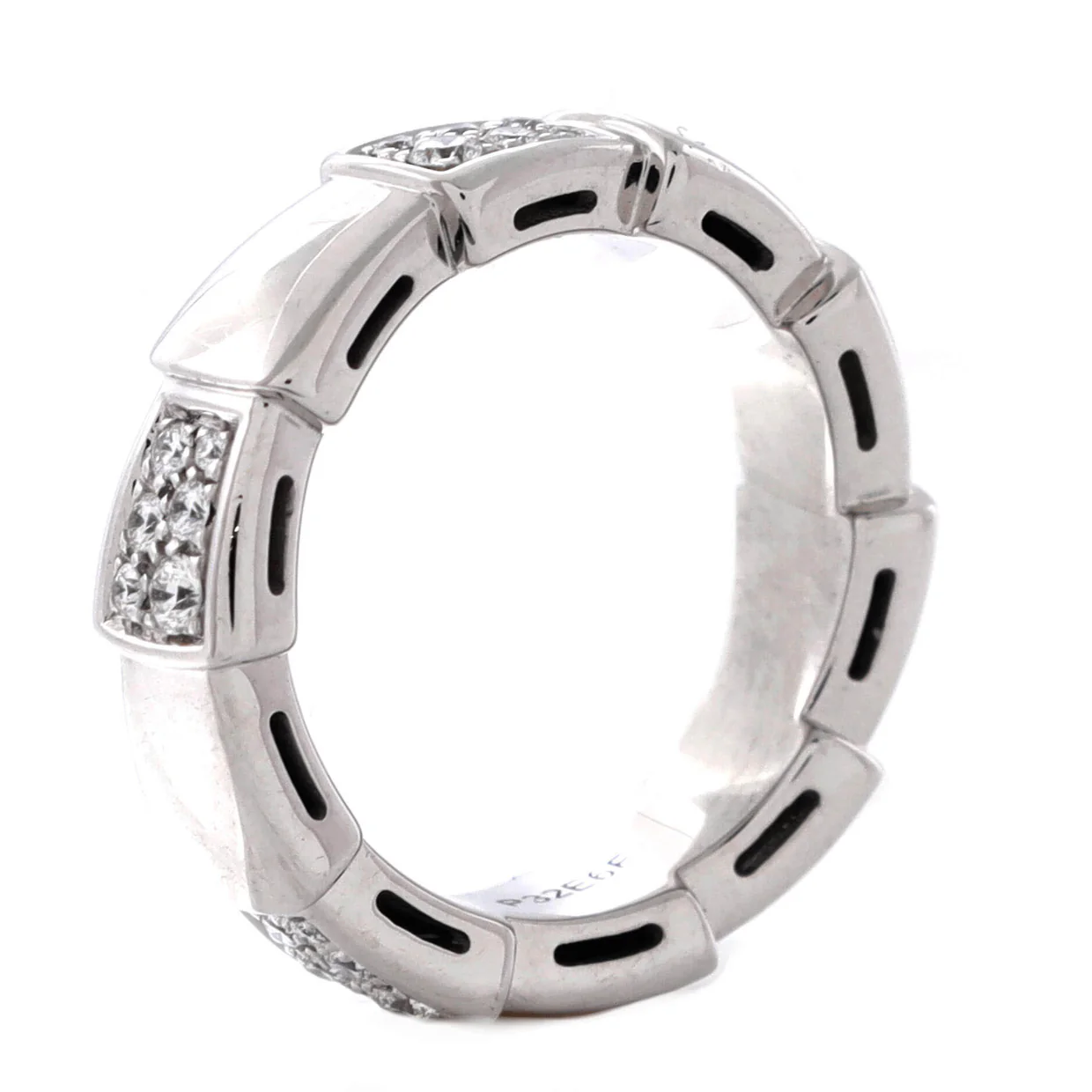 Serpenti Viper Ring 18K White Gold with Half Pave Diamonds Large - Deep Luxury