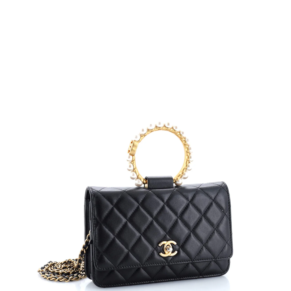 Pearl Crown Wallet on Chain Quilted Lambskin - Deep Luxury