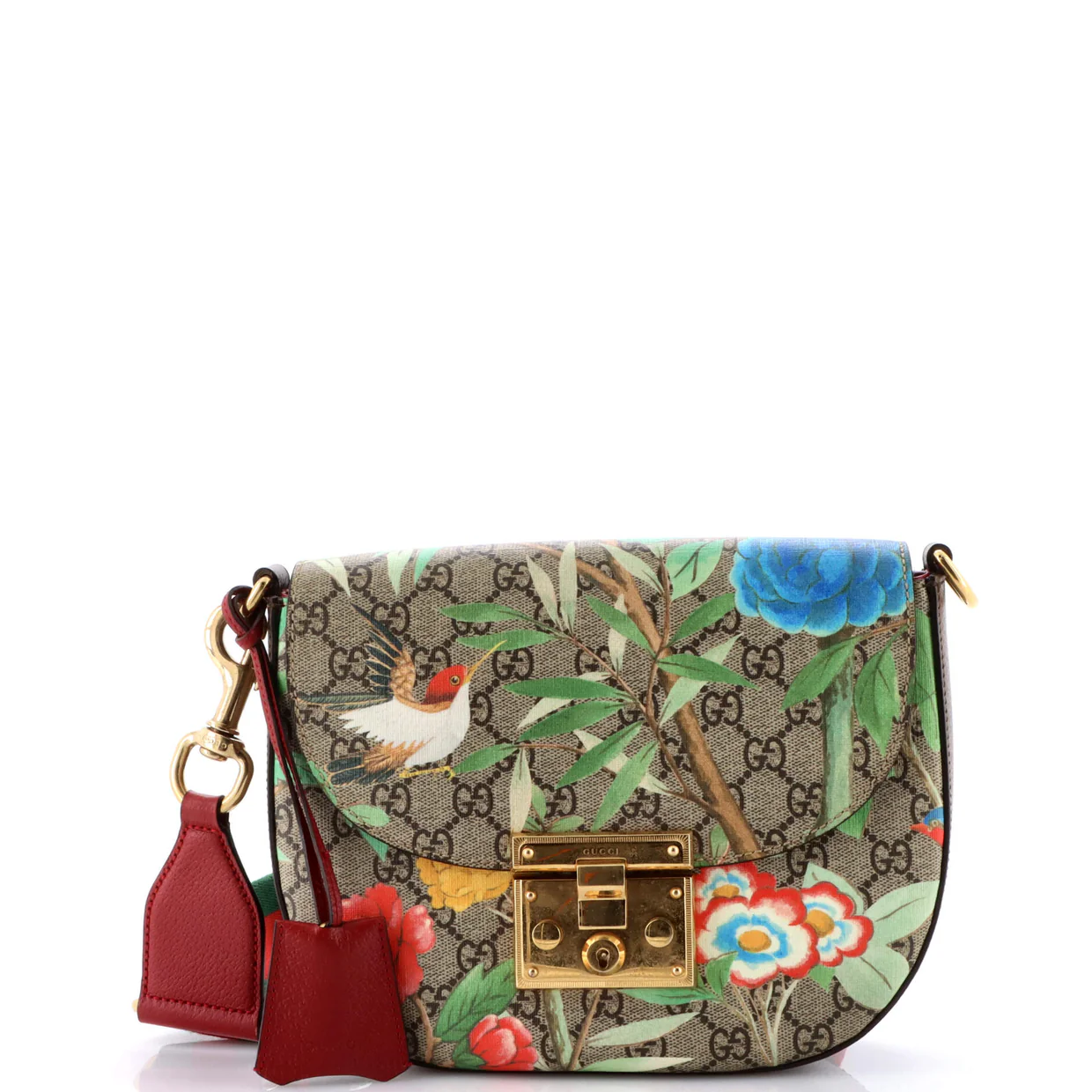 Padlock Saddle Shoulder Bag Tian Print GG Coated Canvas Medium - Deep Luxury