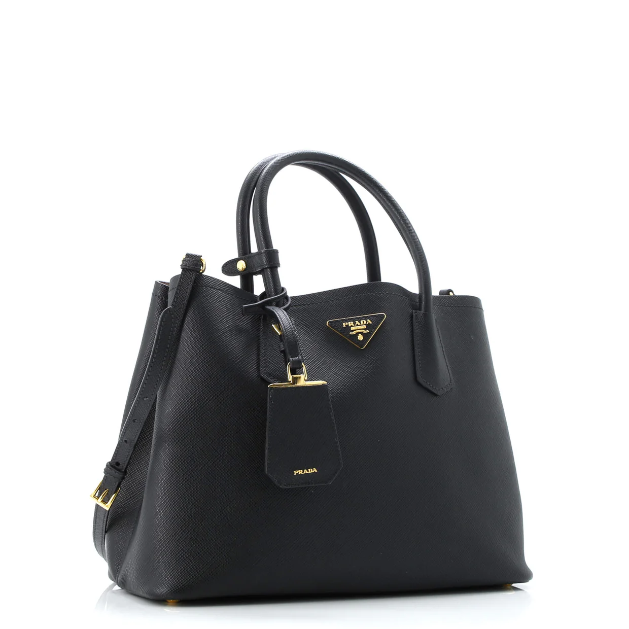 Cuir Double Tote Saffiano Leather Medium - Deep Luxury