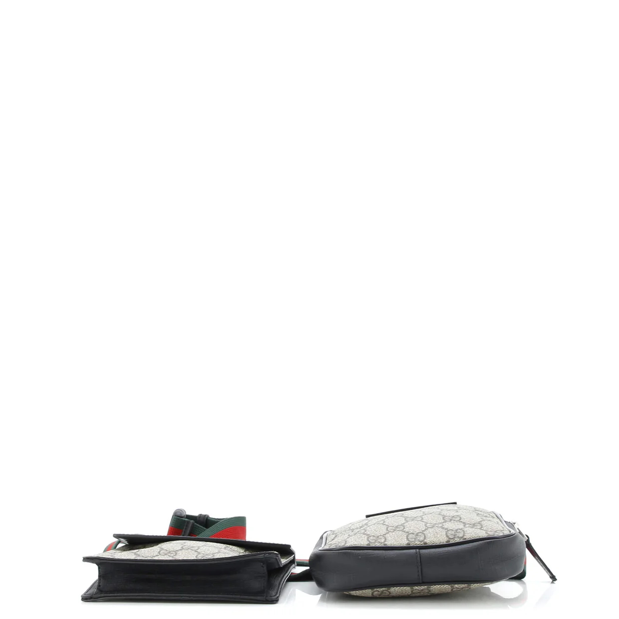 Double Web Belt Bag GG Coated Canvas with Leather - Deep Luxury