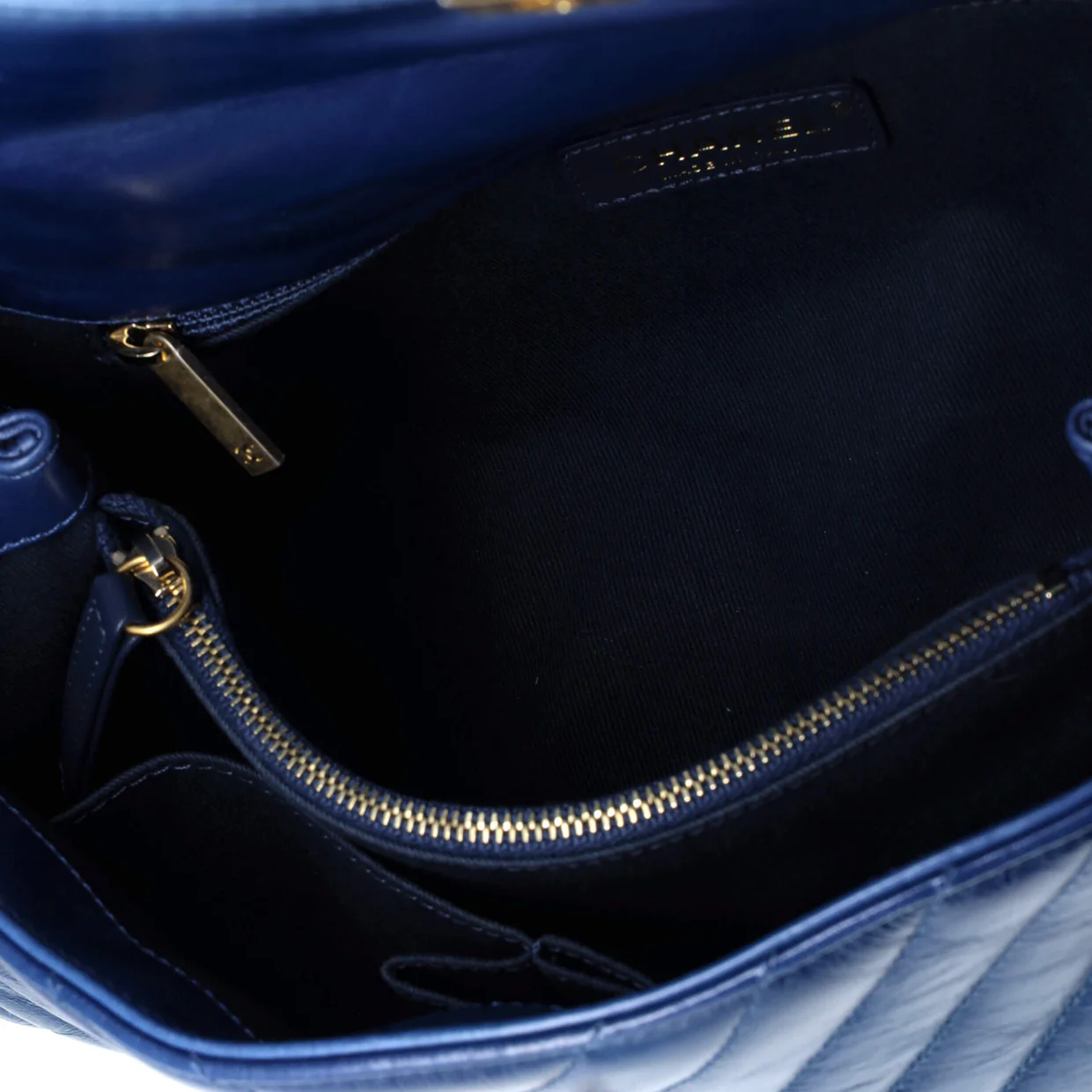 Coco Top Handle Bag Chevron Calfskin Small - Deep Luxury