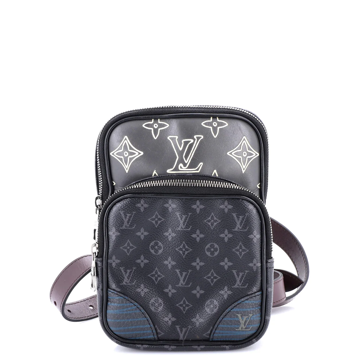 Amazone Sling Bag Patchwork Monogram Eclipse Canvas and Printed Leather - Deep Luxury