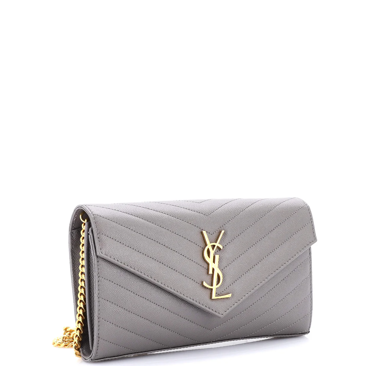 Classic Monogram Wallet on Chain Matelasse Chevron Leather Medium - Deep Luxury