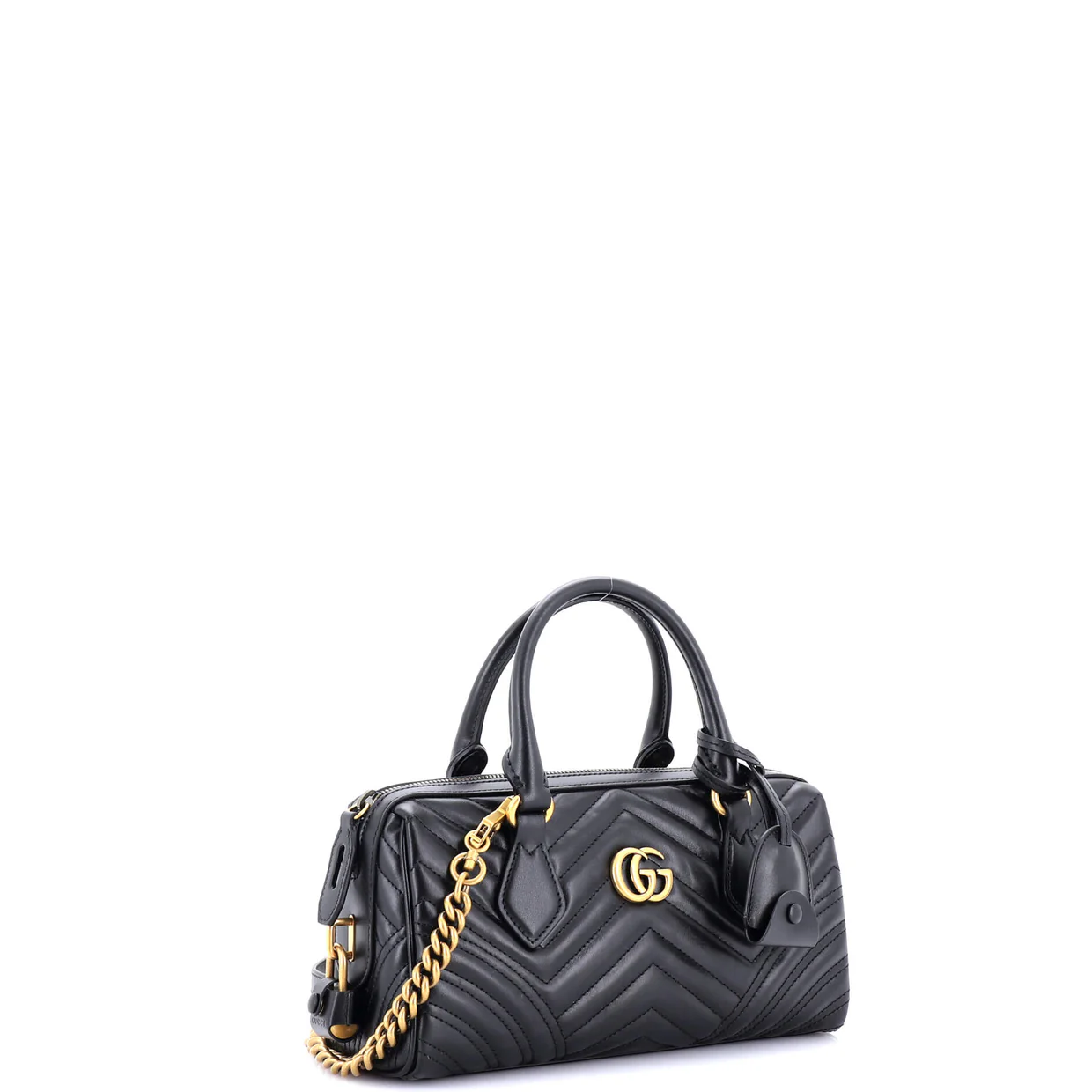 GG Marmont Top Handle Boston Bag Matelasse Leather Small - Deep Luxury