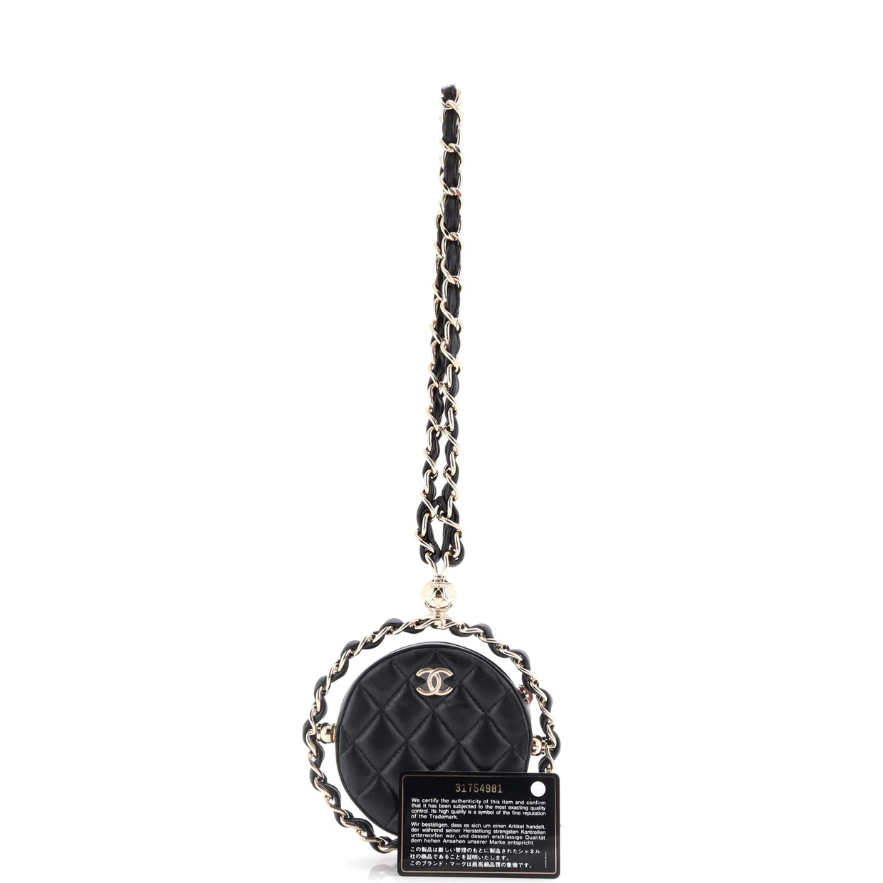 Frame Chain Around Round Clutch with Chain Quilted Lambskin Mini - Deep Luxury