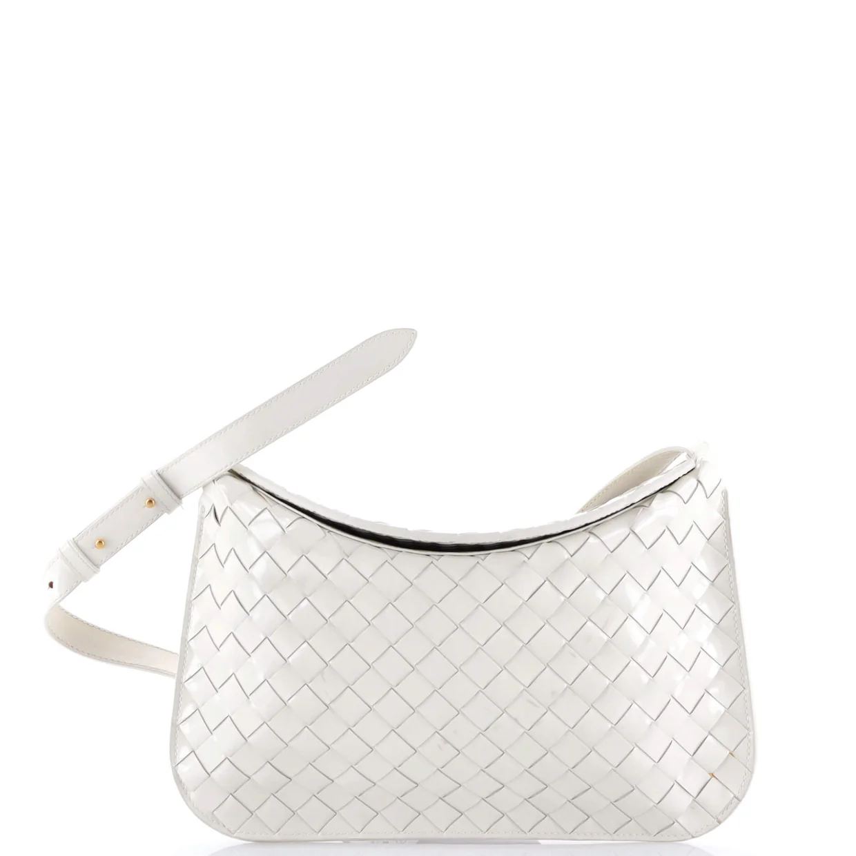 Cradle Fold Over Shoulder Bag Intrecciato Leather - Deep Luxury