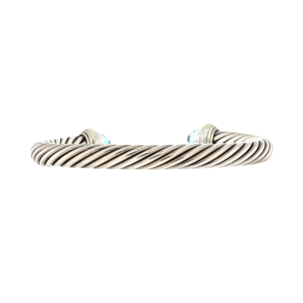 Cable Classic Bracelet Sterling Silver with 14K Yellow Gold and Topaz 7mm - Deep Luxury