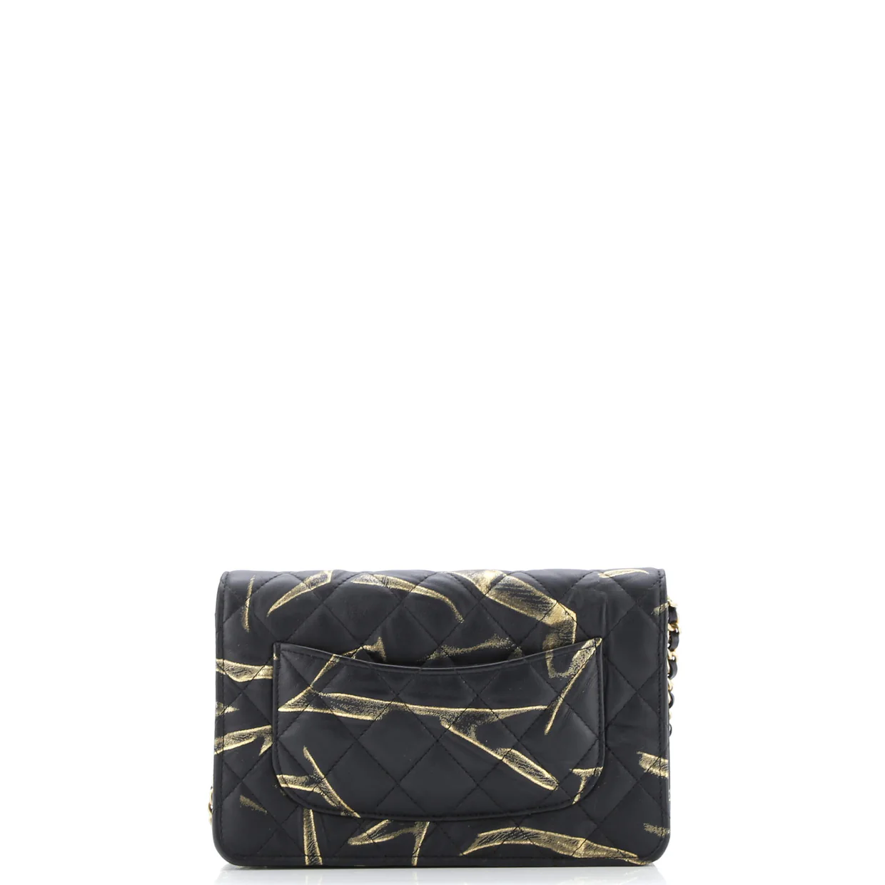 Wallet on Chain Quilted Printed Crumpled Calfskin - Deep Luxury