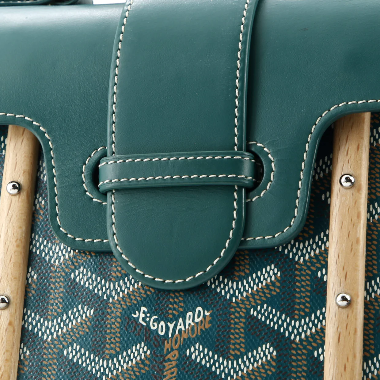 Structured Saigon Top Handle Bag Coated Canvas with Leather Mini - Deep Luxury