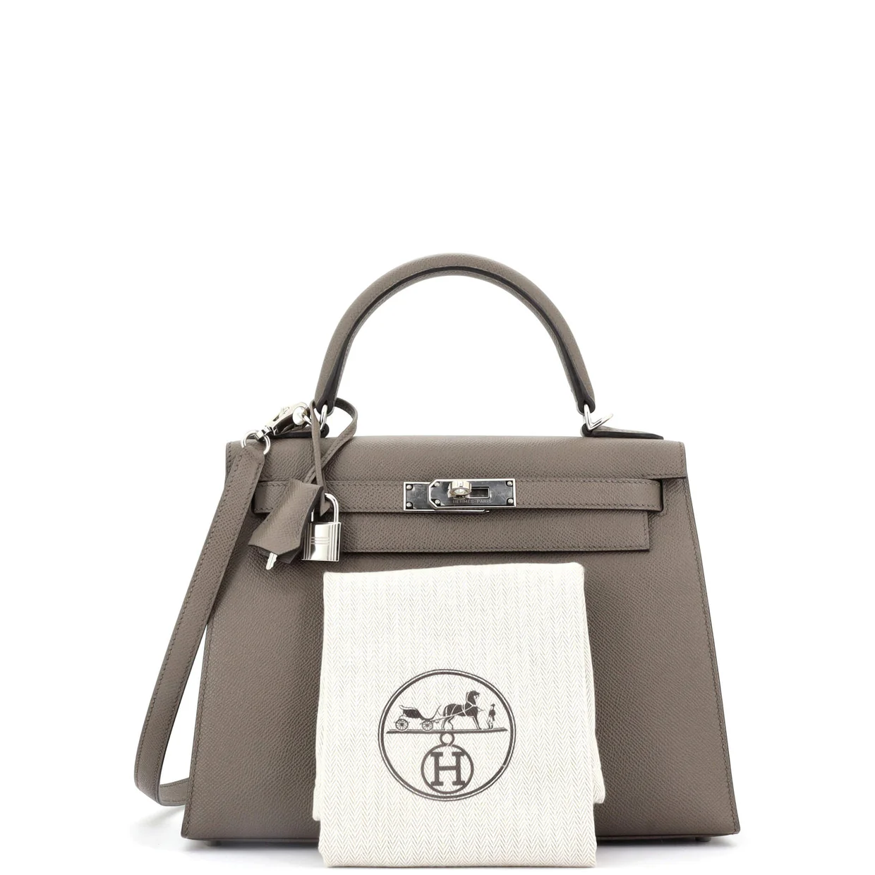 Kelly Handbag Grey Epsom with Palladium Hardware 28 - Deep Luxury
