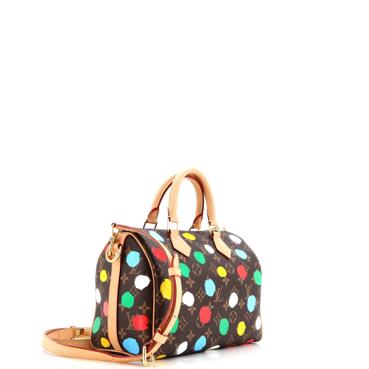 Speedy Bandouliere Bag Yayoi Kusama Painted Dots Monogram Canvas 25 - Deep Luxury