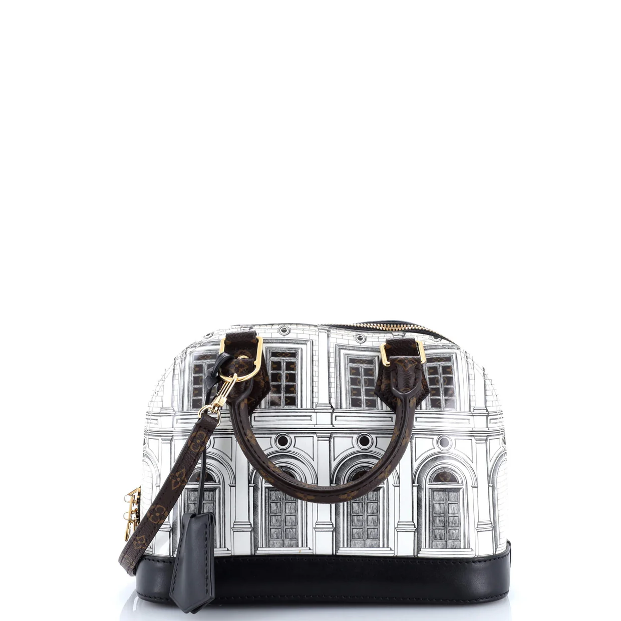 Alma Handbag Limited Edition Fornasetti Architettura Print Leather and Monogram Canvas BB - Deep Luxury