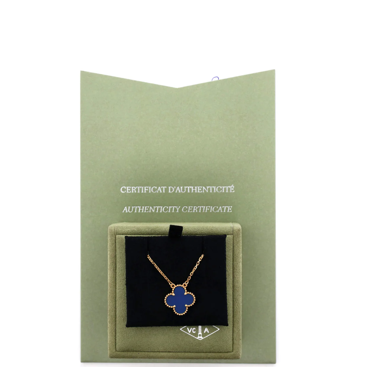 Vintage Alhambra Pendant Necklace 18K Yellow Gold and Agate - Deep Luxury