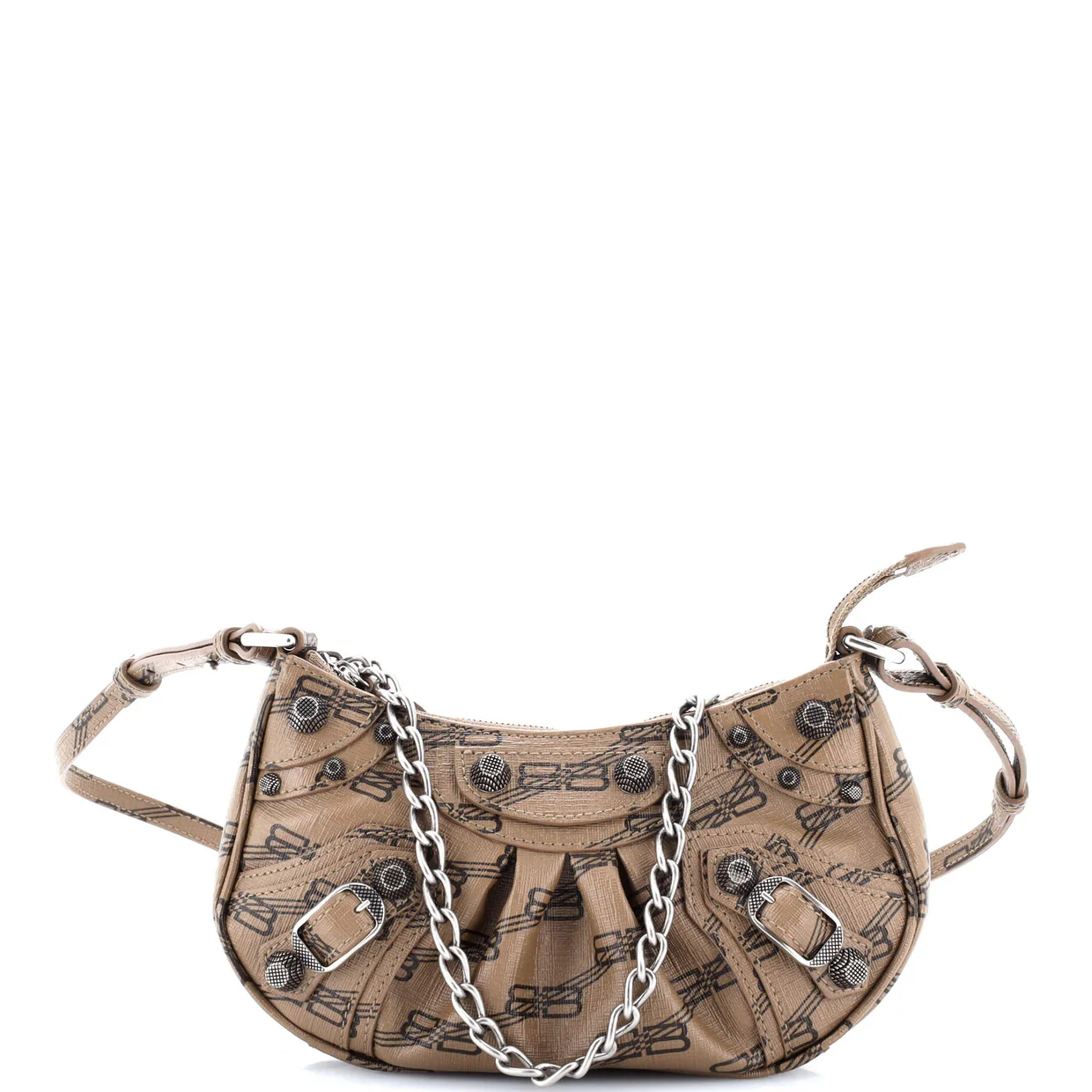 Le Cagole Giant Studs Shoulder Bag BB Monogram Coated Canvas Mini - Deep Luxury