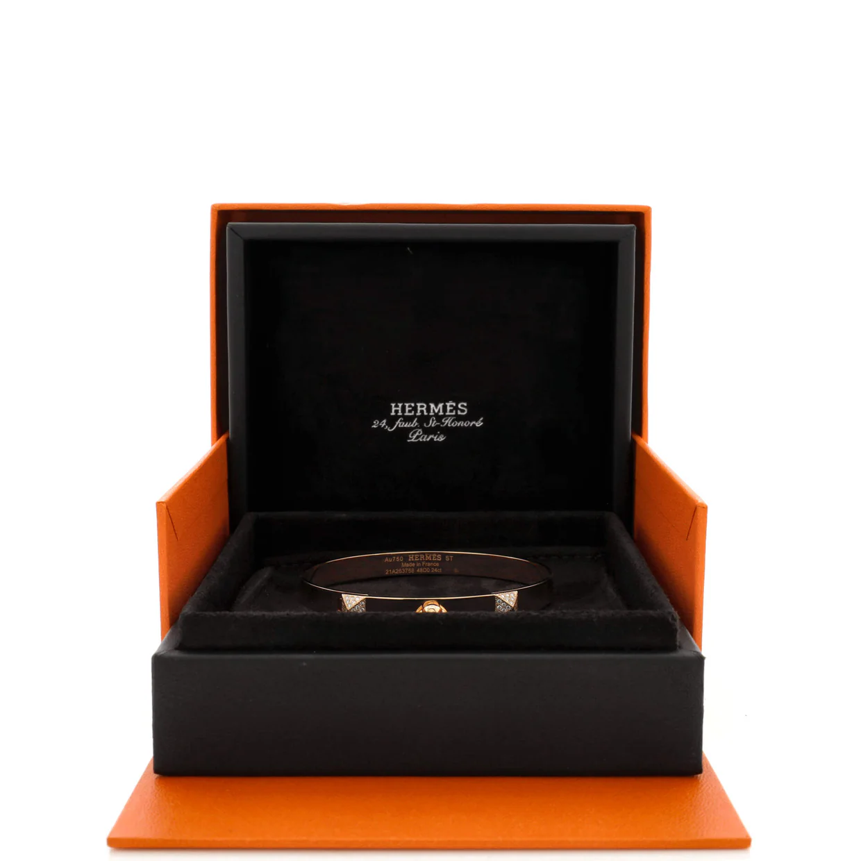 Collier de Chien Bracelet 18K Rose Gold with Pave Diamond Studs PM - Deep Luxury