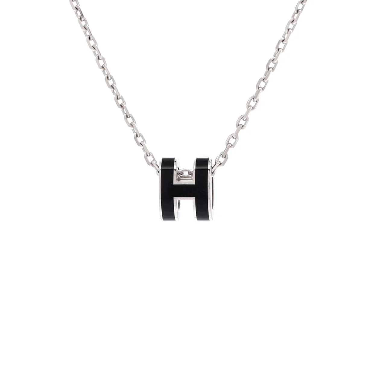Pop H Pendant Chain Necklace Metal and Enamel Mini - Deep Luxury