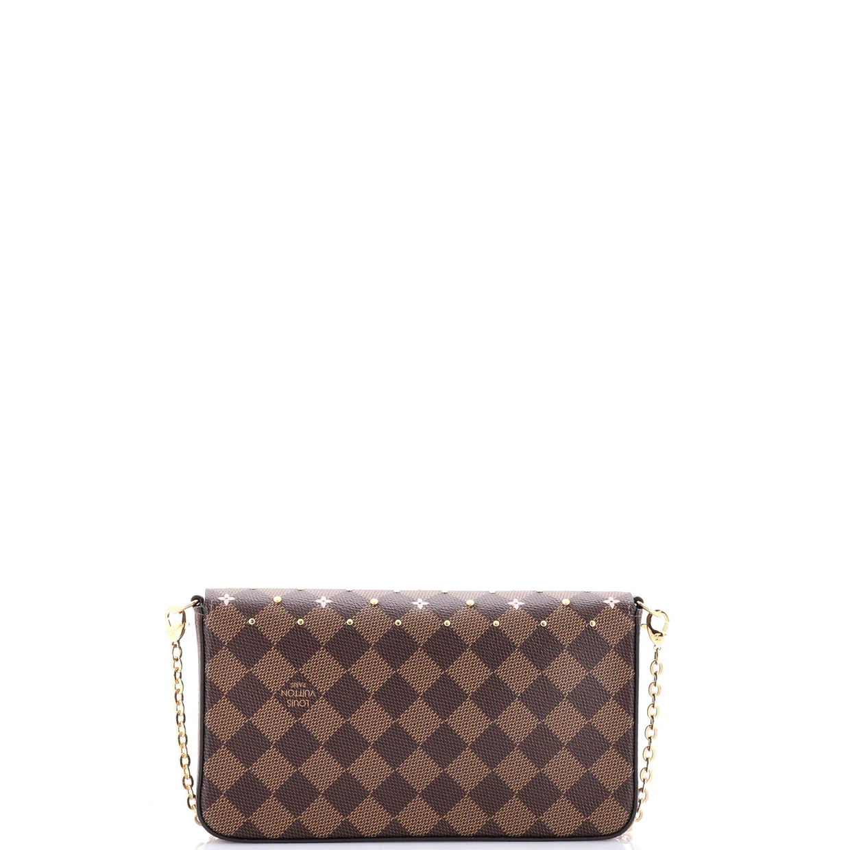 Felicie Pochette Flower Printed Studded Damier - Deep Luxury