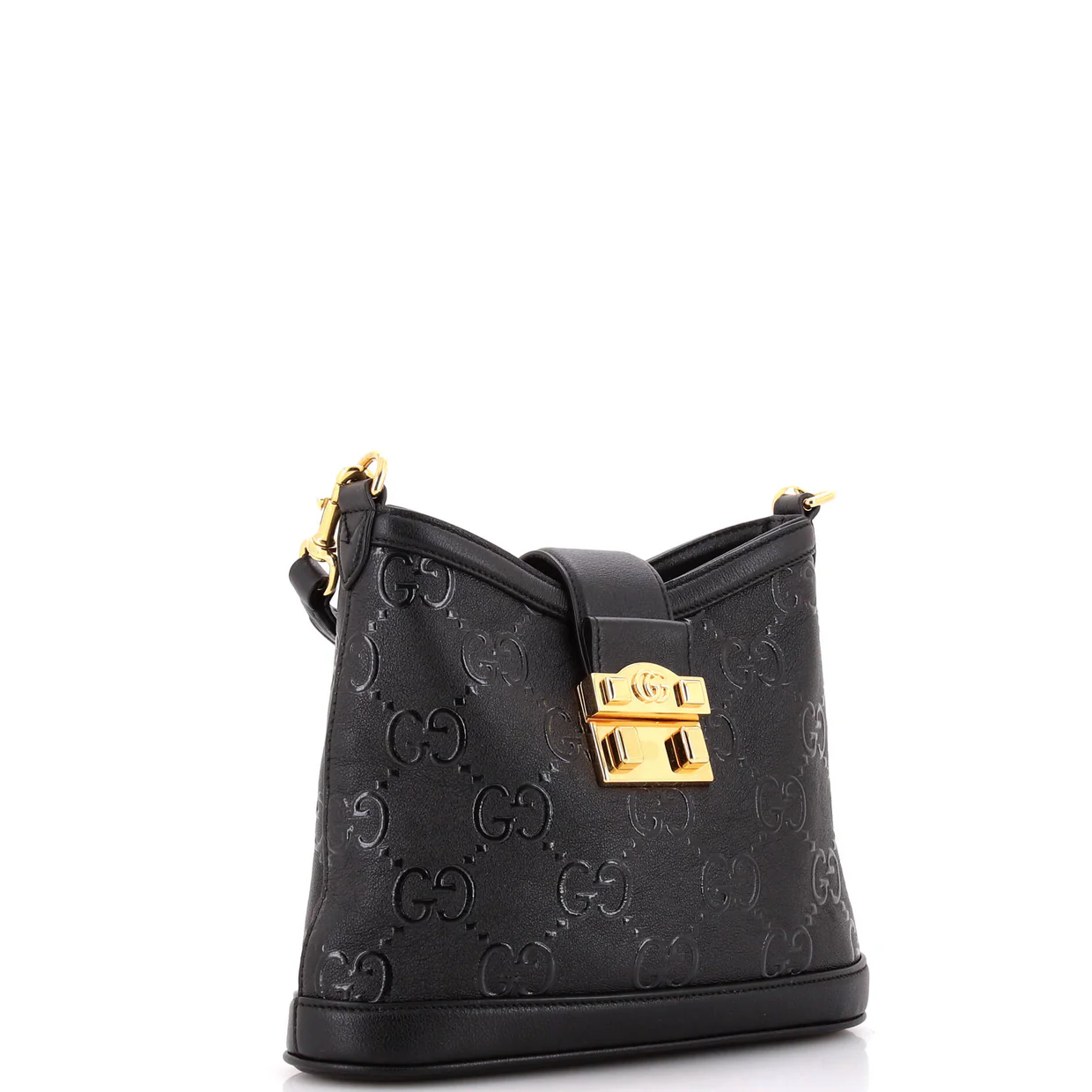 GG Padlock Shoulder Bag GG Embossed Leather Small - Deep Luxury