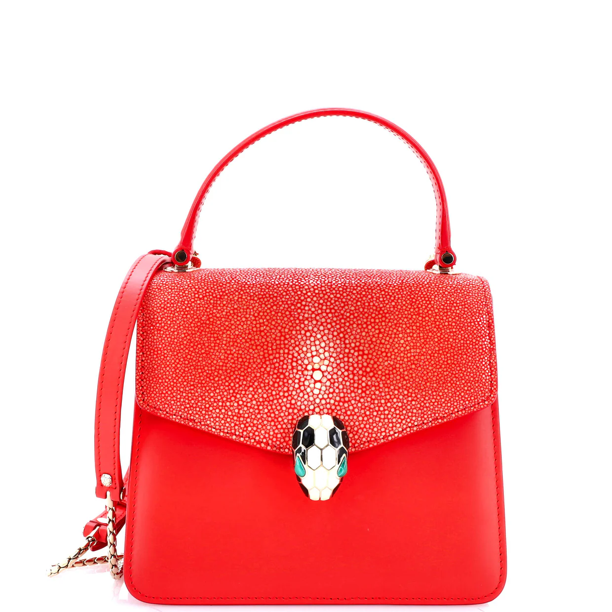 Serpenti Forever Top Handle Bag Leather and Stingray Small - Deep Luxury