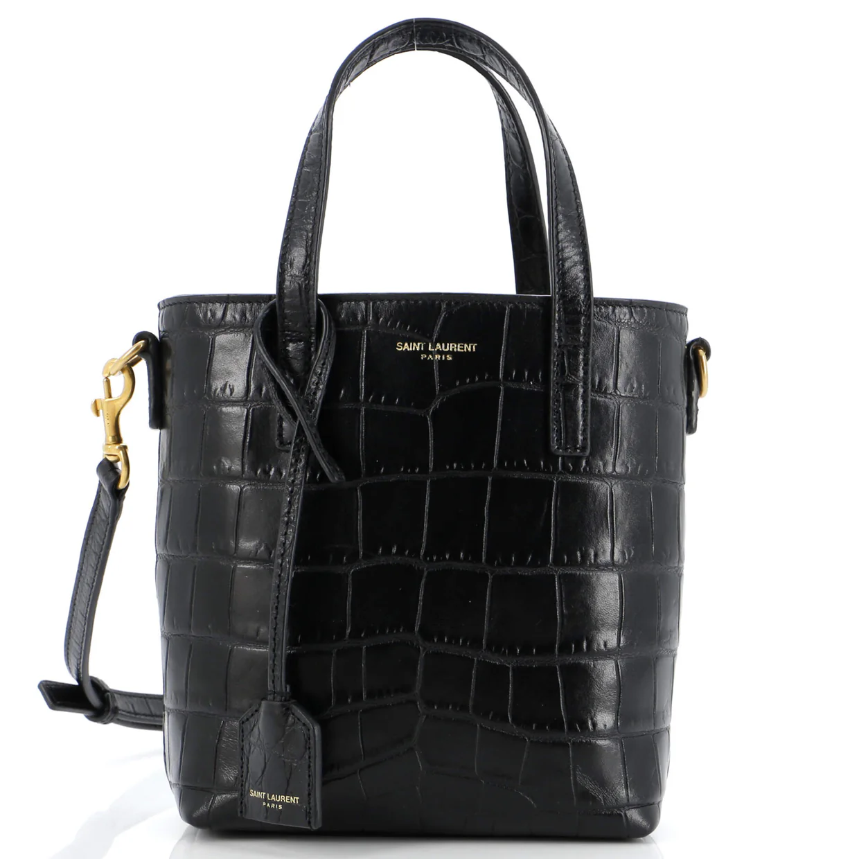 Shopper Tote Crocodile Embossed Leather Mini Toy - Deep Luxury