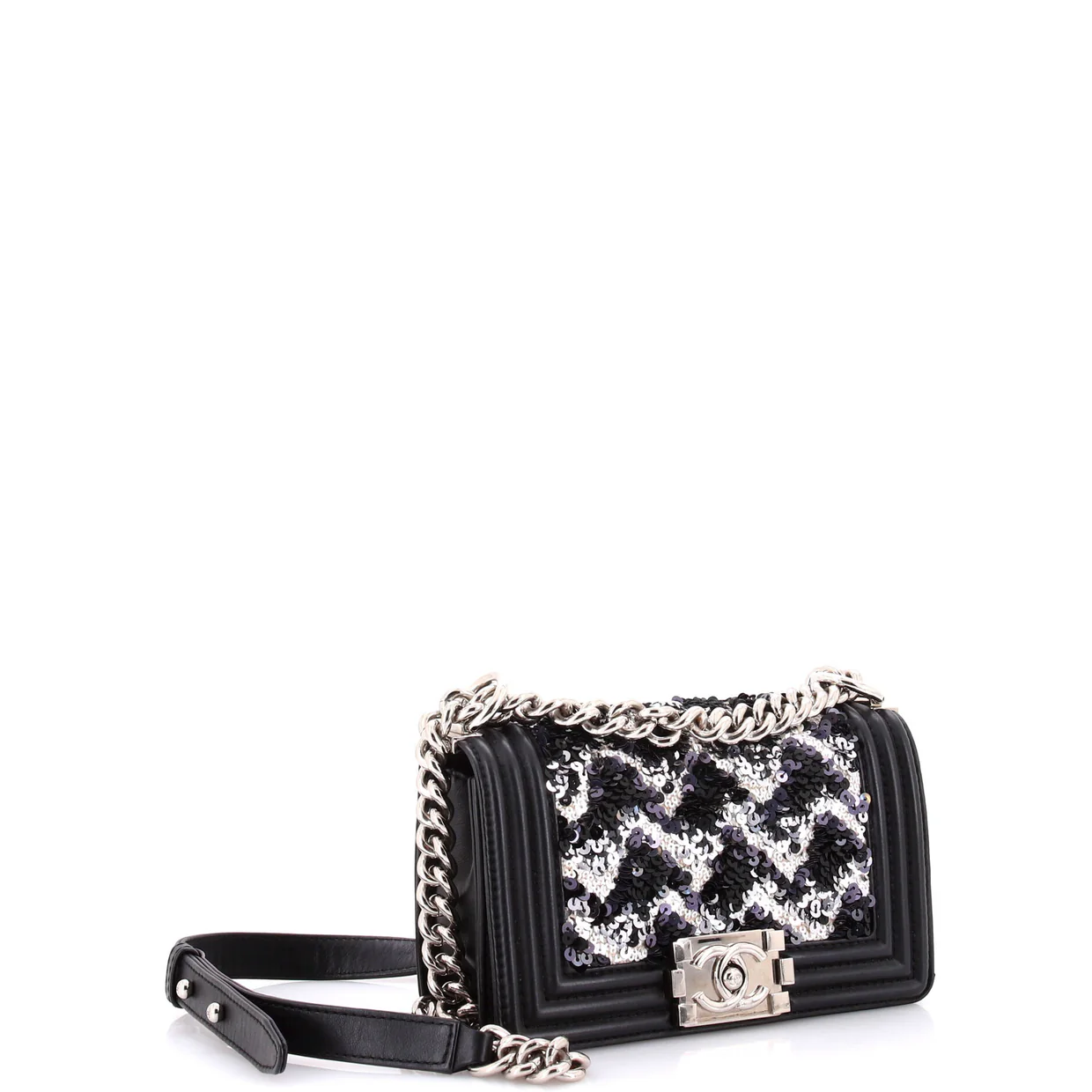 Boy Flap Bag Lambskin with Quilted Tweed and Sequins Small - Deep Luxury