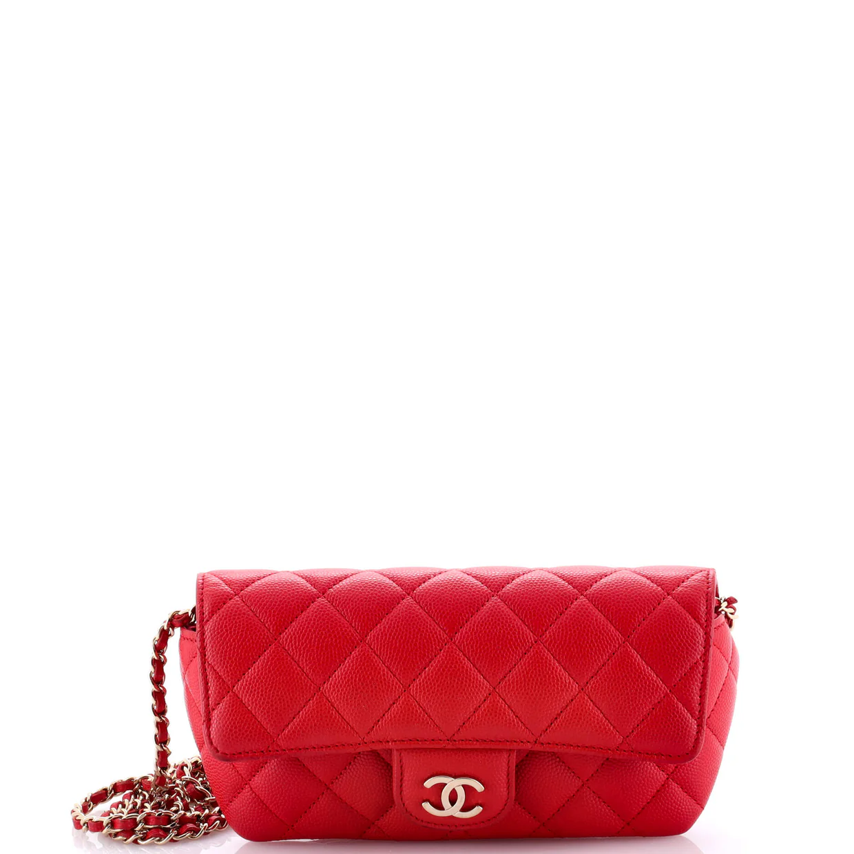 Classic Sunglasses Case with Chain Quilted Caviar - Deep Luxury