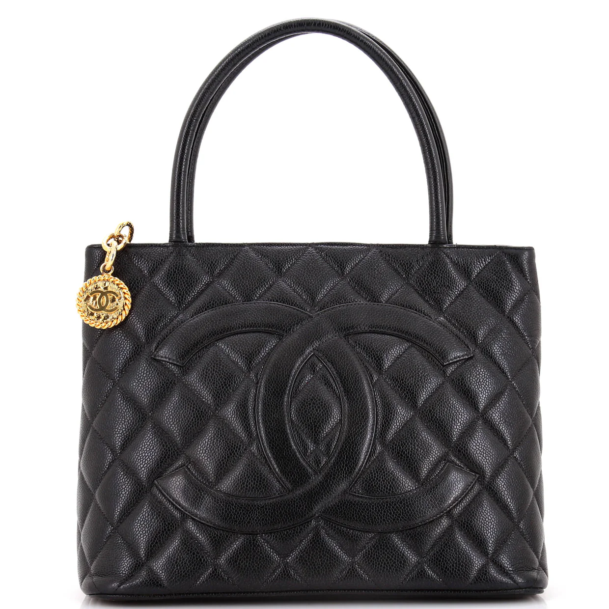 Medallion Tote Quilted Caviar - Deep Luxury