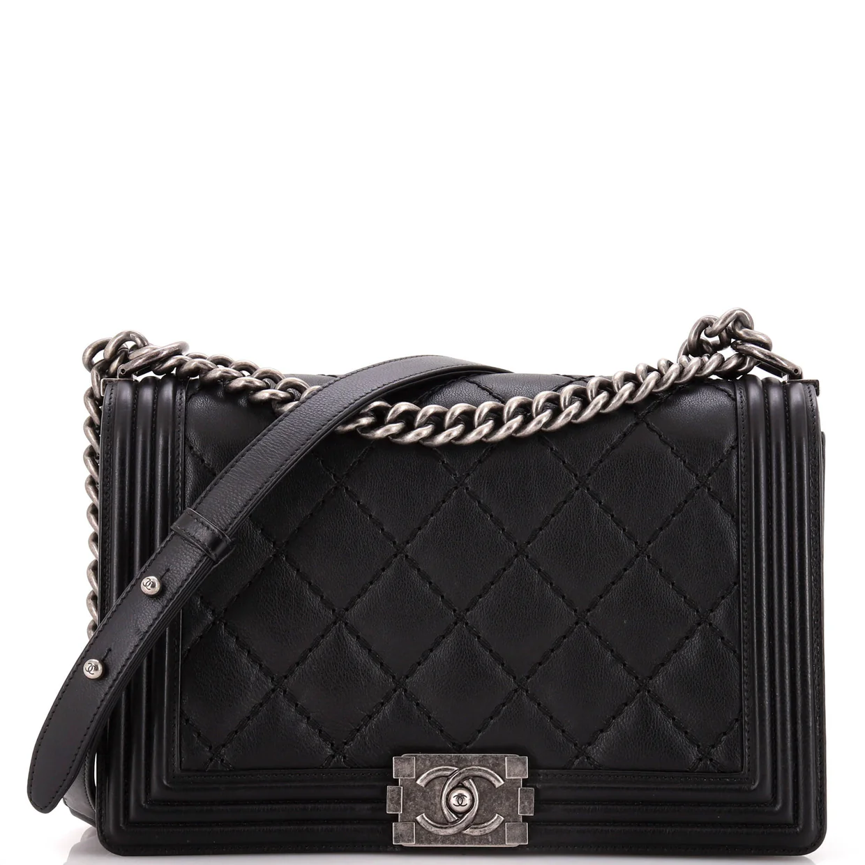 Stitch Boy Flap Bag Quilted Calfskin New Medium - Deep Luxury