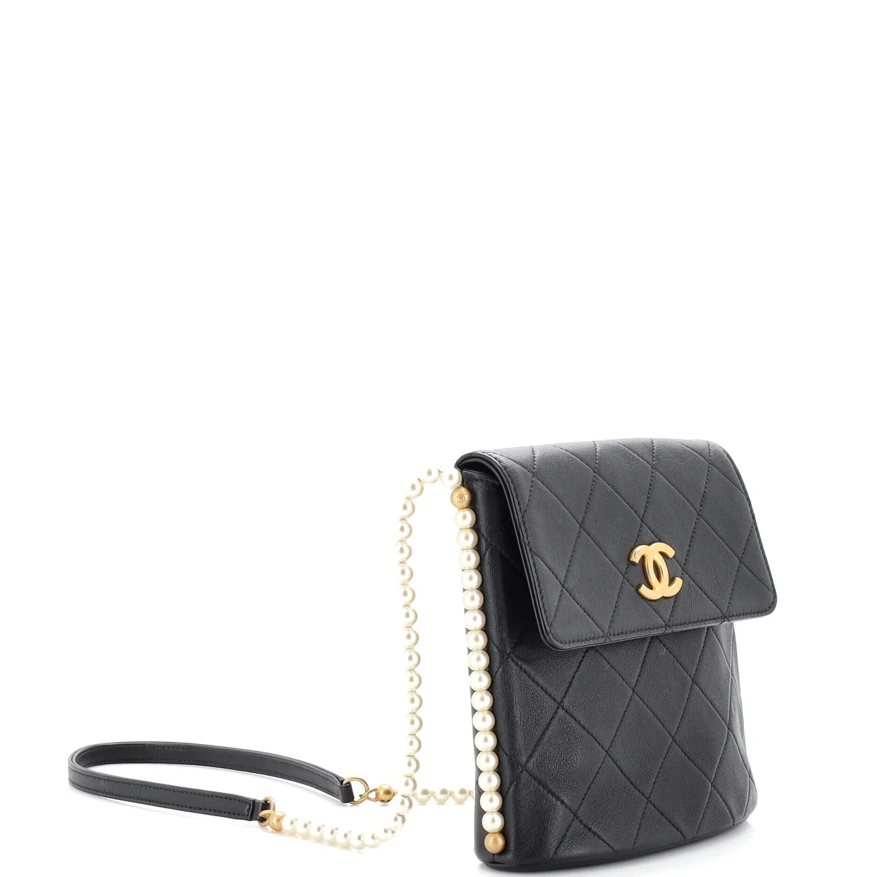 About Pearls Flap Hobo Quilted Calfskin Small - Deep Luxury