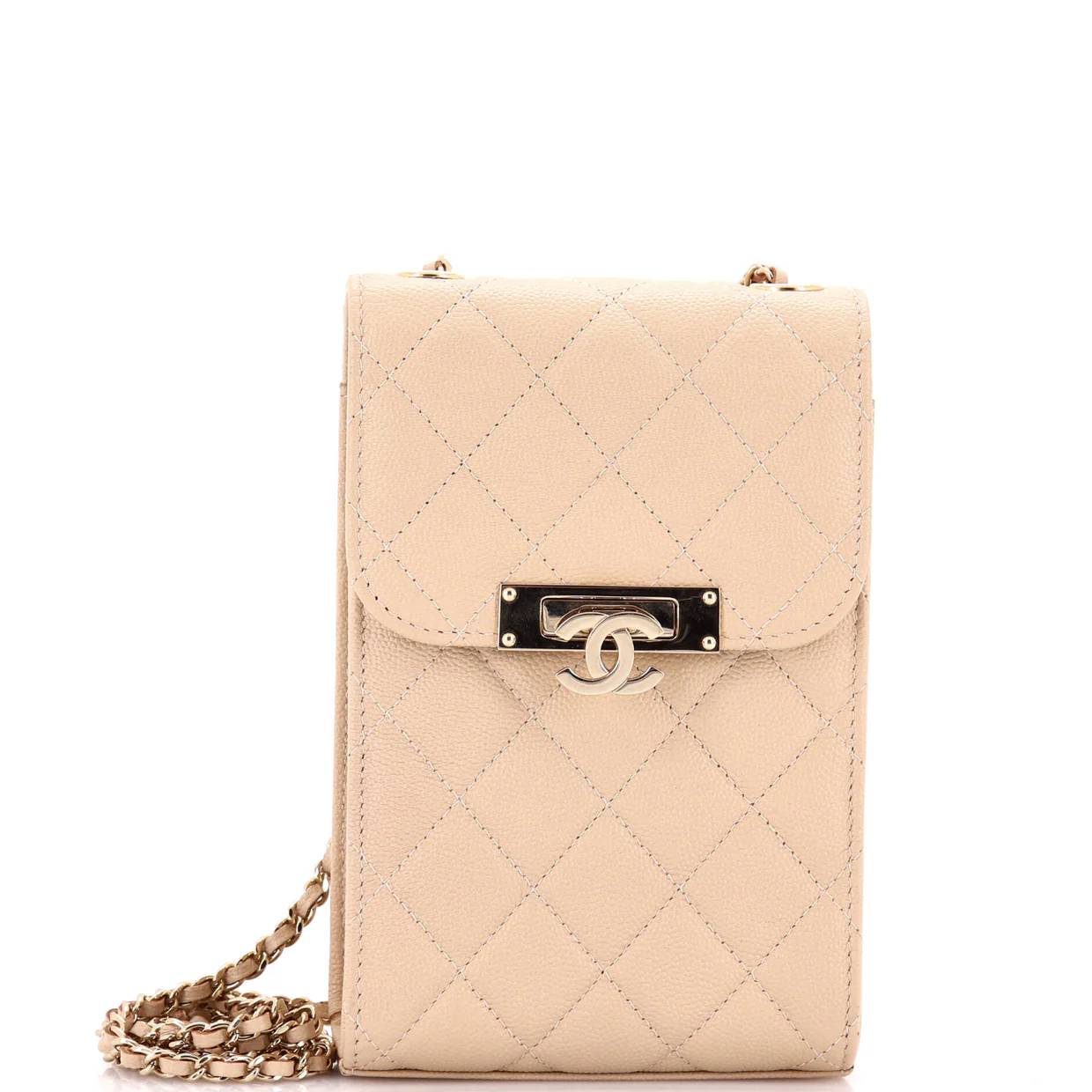 Golden Class Phone Holder Crossbody Bag Quilted Caviar - Deep Luxury