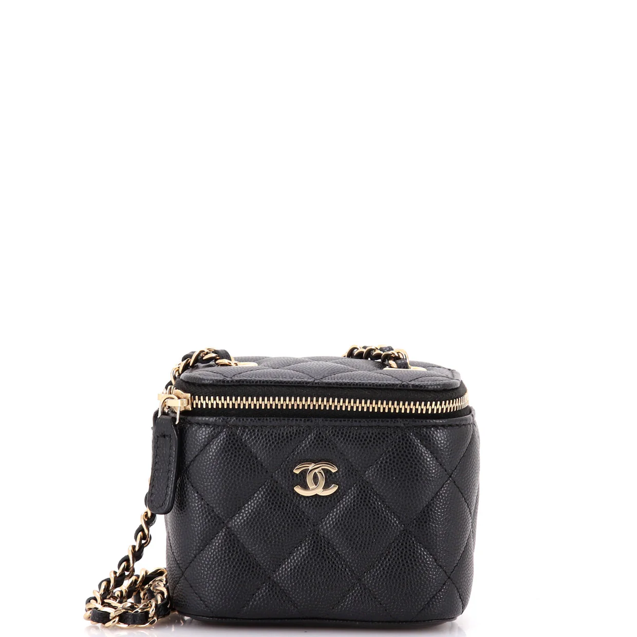 Classic Vanity Case with Chain Quilted Caviar Mini - Deep Luxury