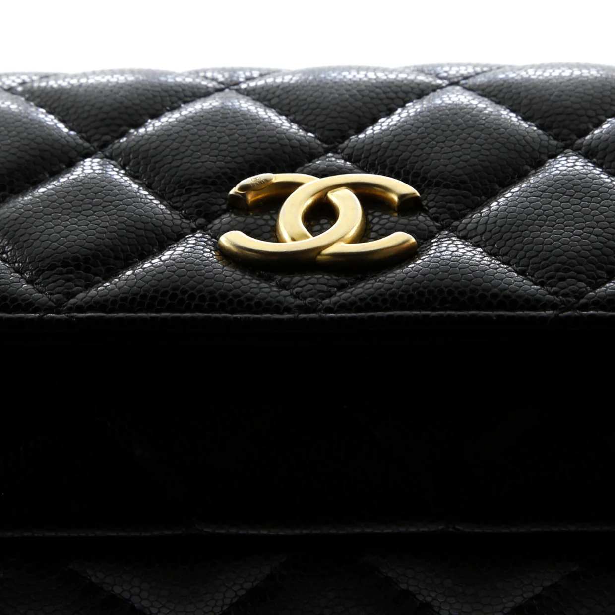 Twist Your Buttons Flap Clutch with Chain Quilted Caviar - Deep Luxury
