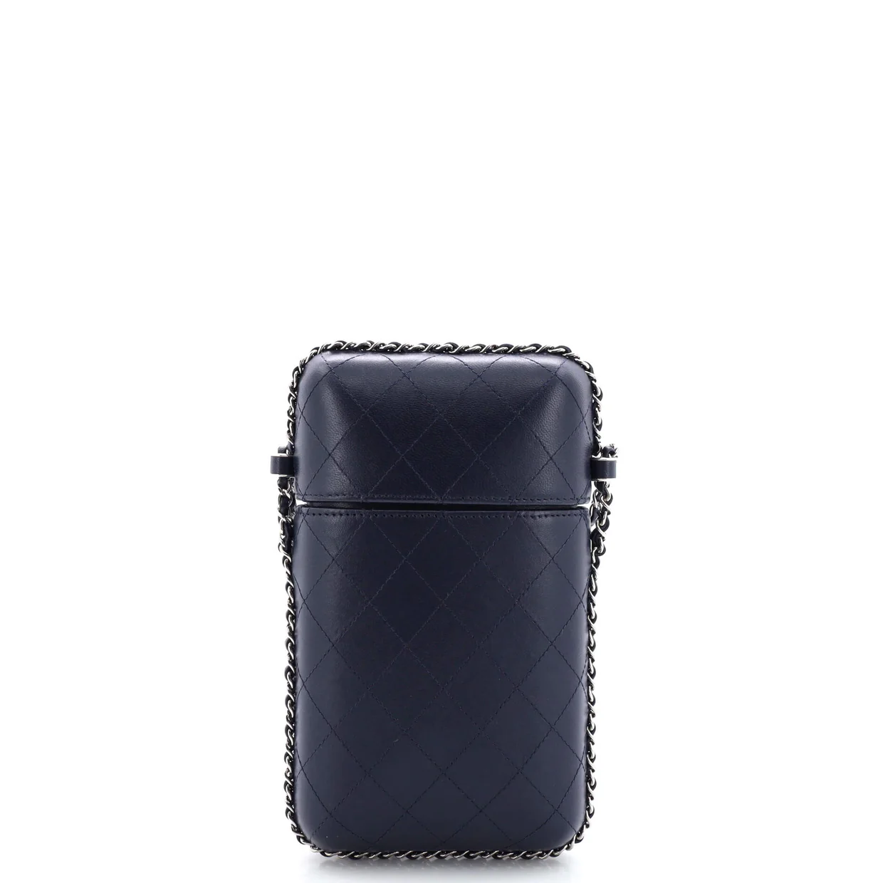 Chain Around Phone Holder Box Crossbody Quilted Lambskin - Deep Luxury