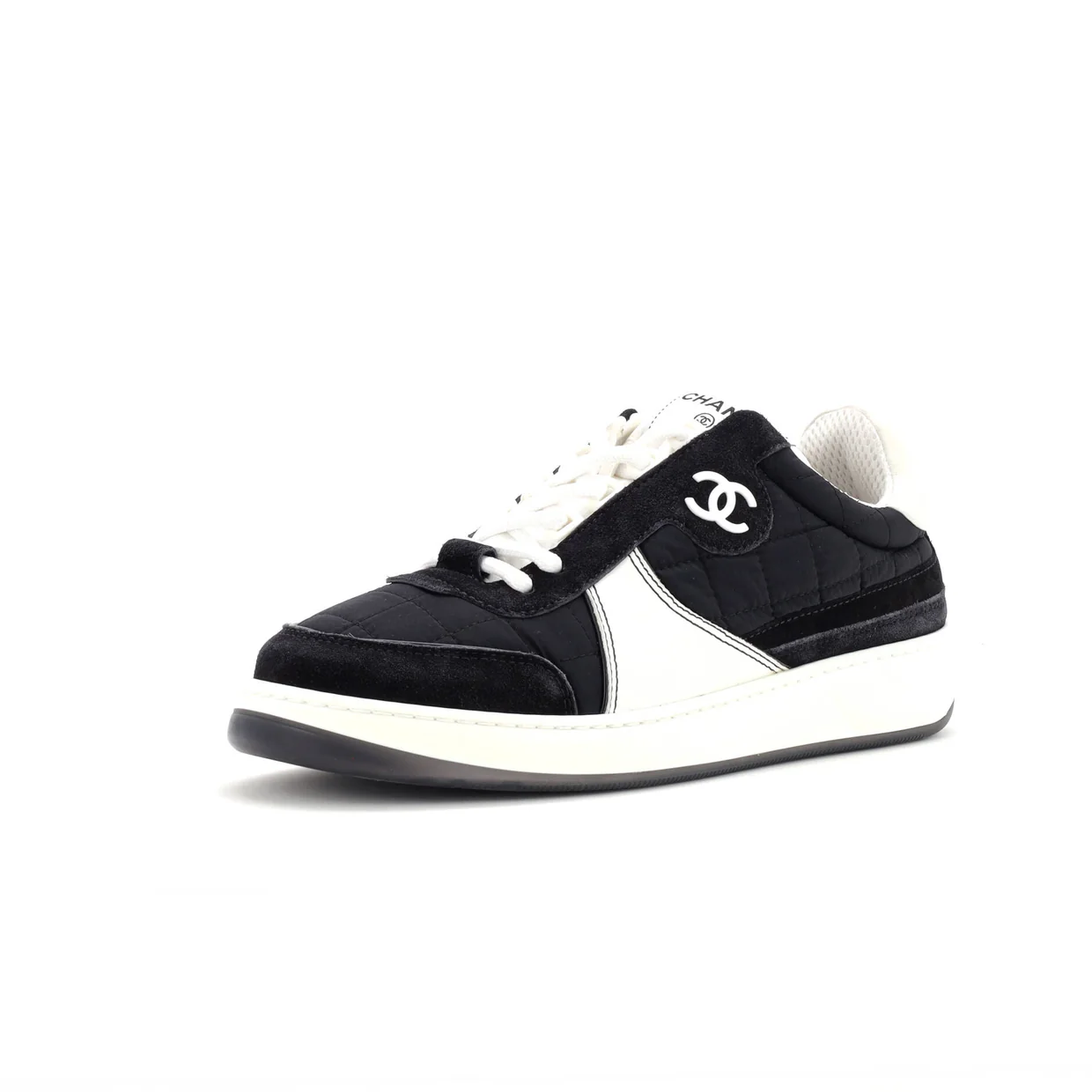 Women's CC Low-Top Sneakers Quilted Nylon with Leather and Suede - Deep Luxury