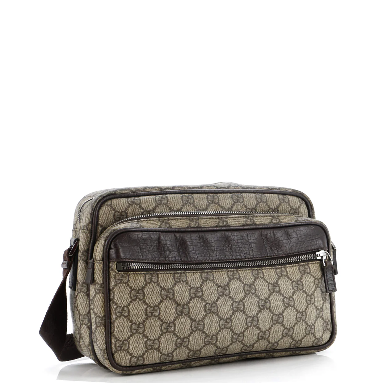 Front Zip Camera Bag GG Coated Canvas with Leather Medium - Deep Luxury