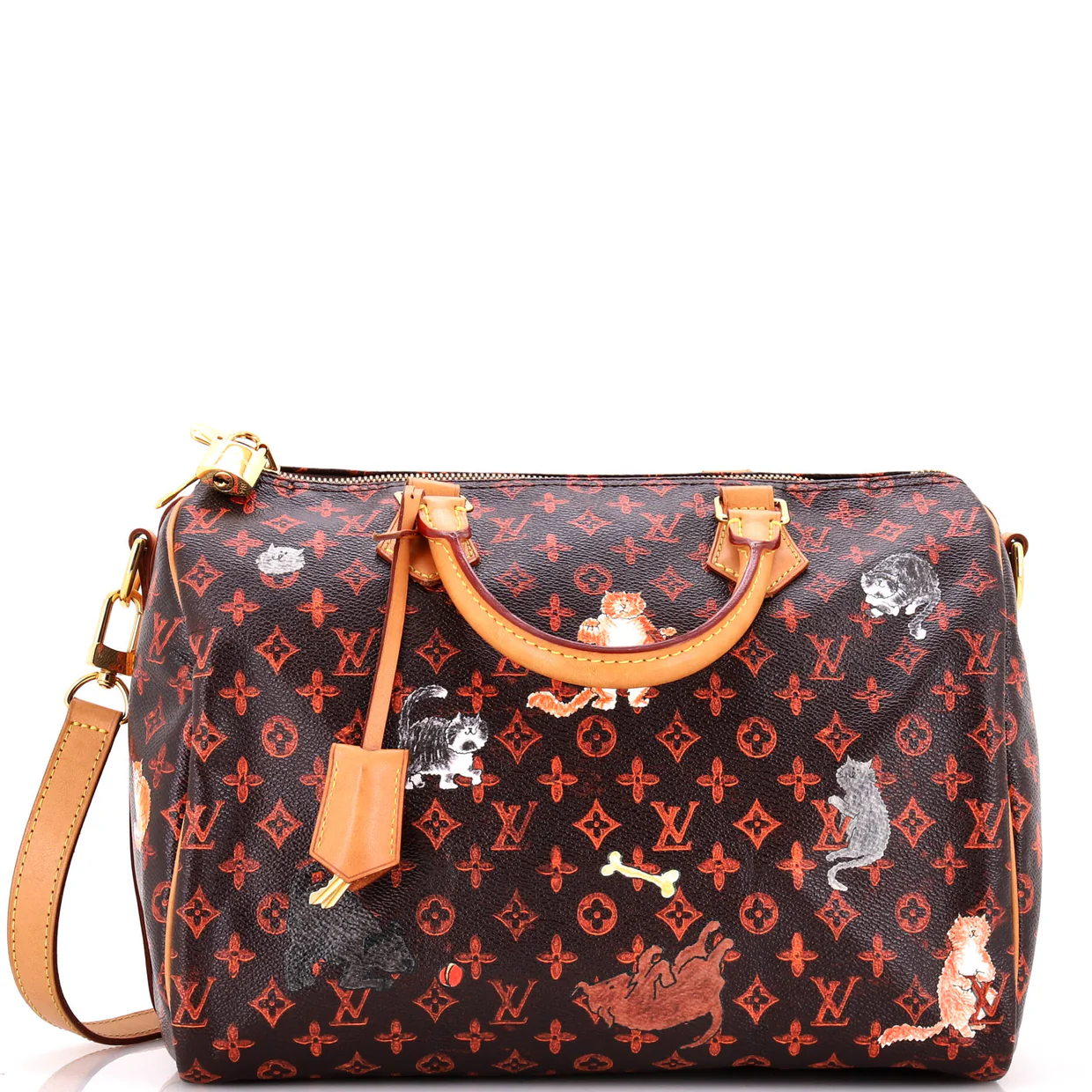 Speedy Bandouliere Bag Limited Edition Grace Coddington Catogram Canvas 30 - Deep Luxury