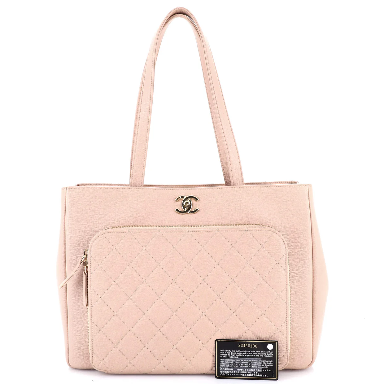 Business Affinity Tote Quilted Caviar Large - Deep Luxury